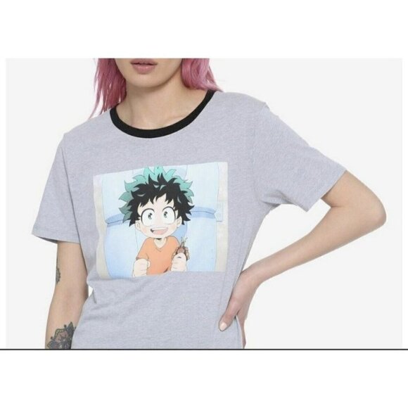 HOT Topic MY HERO ACADEMIA DEKU Graphic Tee T-Shirt XSMALL Gray NEW funmation - Picture 2 of 6